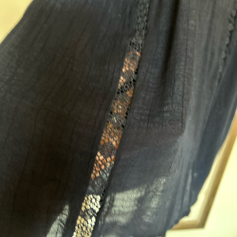 Nanette Lepore Dark Blue Blouse with Lace Accents - Picture 5 of 6